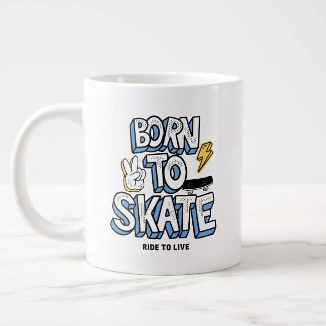Born to Skate Ride to Live Large Coffee Mug (Left)