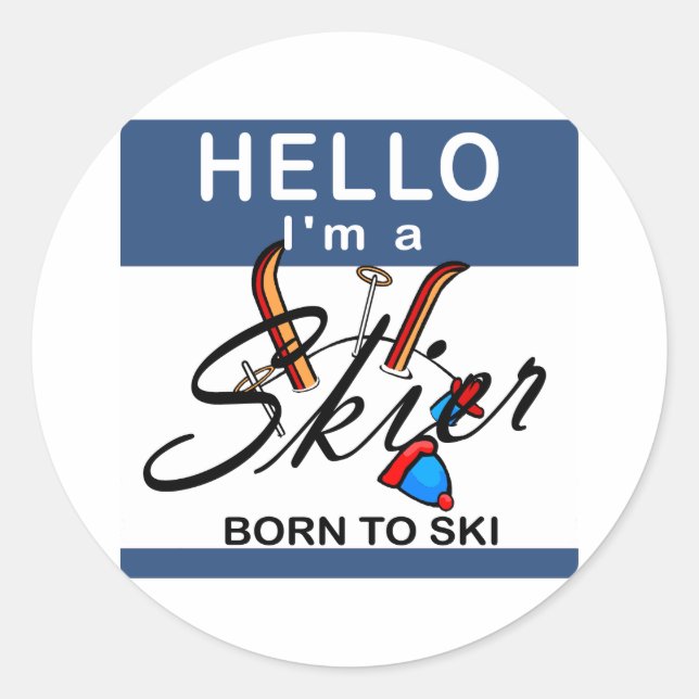Born To Ski Classic Round Sticker (Front)