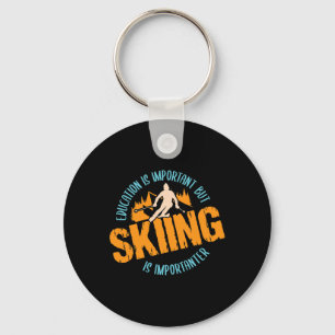 Born To Ski Forced To Work Snowy Adventure Skiing Key Ring
