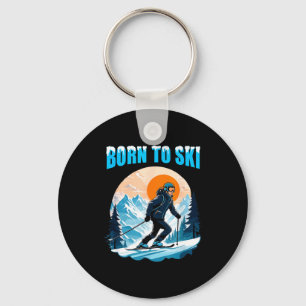 Born to ski funny skiing goggles mountain winter key ring