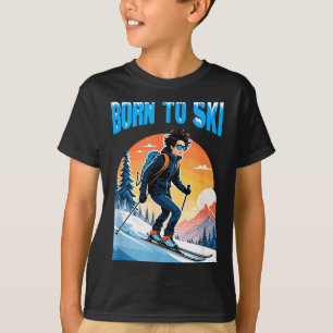 Born to ski funny skiing goggles mountain winter T-Shirt