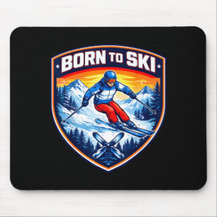Born to ski lover skiing saying skier quote winter mouse mat