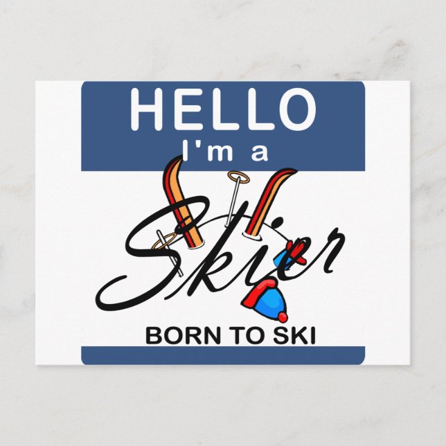 Born To Ski Postcard (Front)