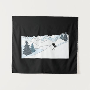 Born to Ski -Ski Resort Scene Winter Sports Tapestry