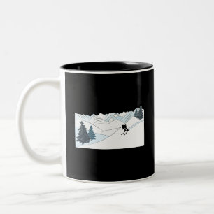 Born to Ski -Ski Resort Scene Winter Sports Two-Tone Coffee Mug