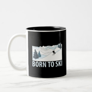 Born to Ski Winter Sports Two-Tone Coffee Mug