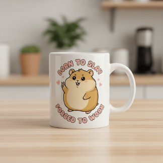 Born To Slay Hamster Gift for Her Funny Work Meme Two-Tone Coffee Mug
