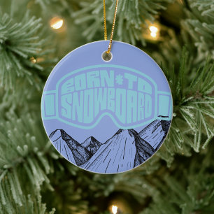 Born to Snowboard Personalised Christmas  Ceramic Tree Decoration
