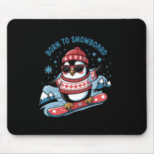 Born To Snowboard Shirt Cool Penguin Snowboarding Mouse Mat