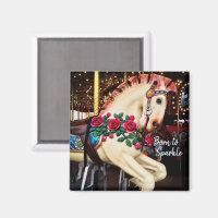 Born to Sparkle Carousel Horse with Roses Photo