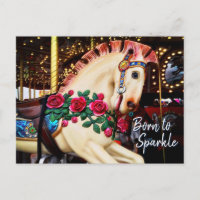 “Born to Sparkle” Carousel Horse with Roses Photo