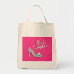 Born to Sparkle Cinderella Slipper Shoe Glitter Tote Bag