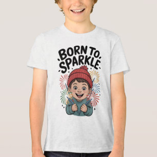 Born to Sparkle Cute Boy with Fireworks Tri-Blend Shirt
