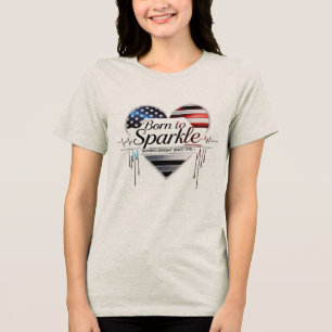 Born to Sparkle – USA Heart Tee for Women