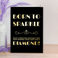 Born to Sparkle Vintage Typographic Birthday Gold