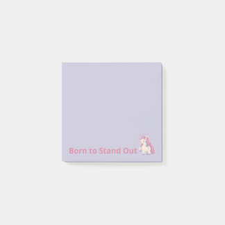 Born to Stand Out Cute Purple Unicorn Post it Note