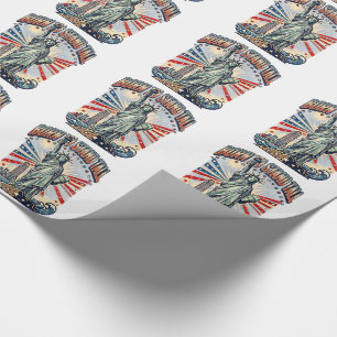 Born to Stand Tall - Vintage Patriotic Statue of L Wrapping Paper