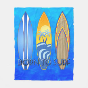 Born To Surf Surfing Fleece Blanket