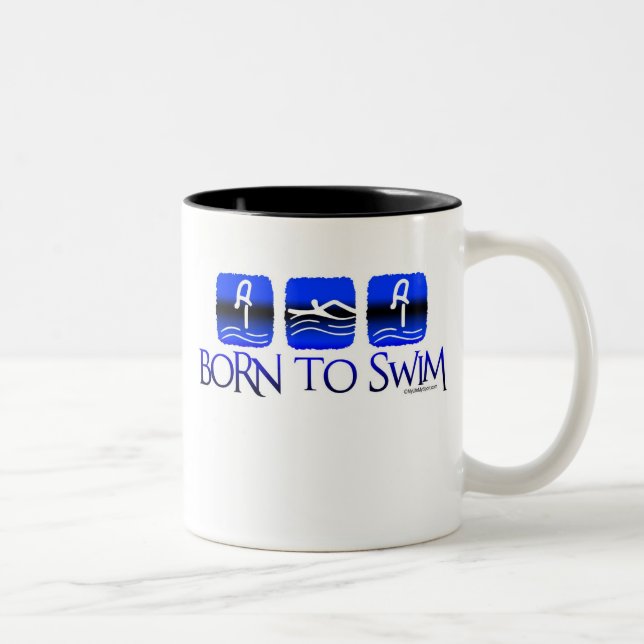 BORN TO SWIM Two-Tone COFFEE MUG (Right)