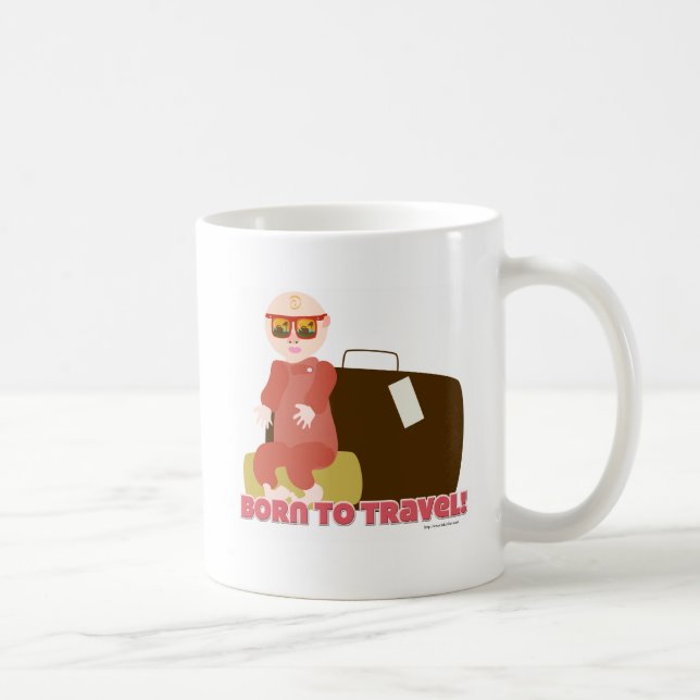 Born To Travel Cartoon Character Travel Baby Coffee Mug (Right)