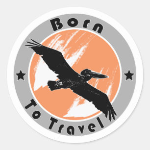 Born to travel classic round sticker