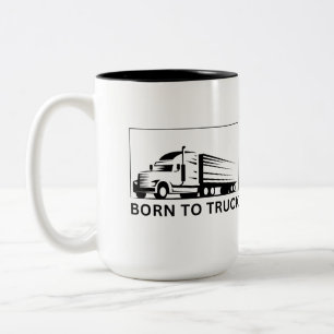 Born To Truck (black) Two-Tone Coffee Mug