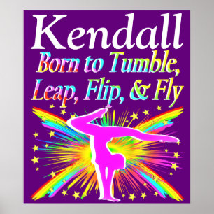 BORN TO TUMBLE PERSONALIZED PURPLE GYMNAST POSTER