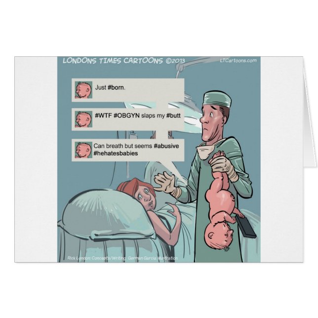 Born To Tweet Funny Cartoon (Front Horizontal)