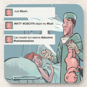 Born To Tweet Funny Cartoon Coaster