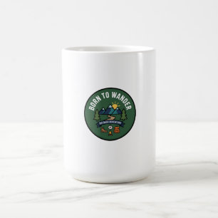 Born to Wander Outdoor Adventure Mountain Badge Coffee Mug