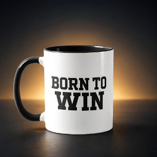 Born to Win Motivational Success Black Typography Mug
