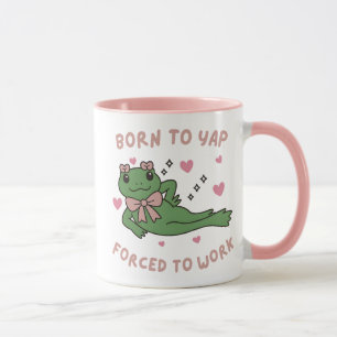 Born to Yap Forced to Work Funny Frog Coworker Mug