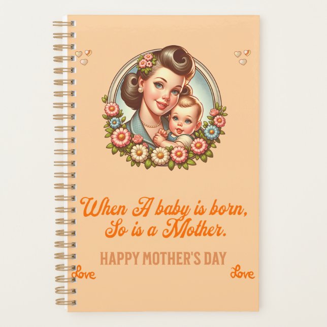 "Born Together: A Mother's Firsts Journal" Planner (Front)