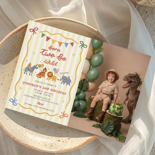 Born Two Be Wild Animals 2nd Birthday Photo Invitation