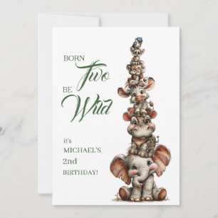 Born Two Be Wild Baby Safari Birthday Party Invitation