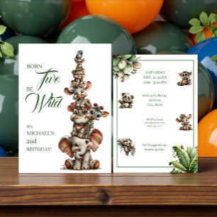 Born Two Be Wild Baby Safari Birthday Party Invitation