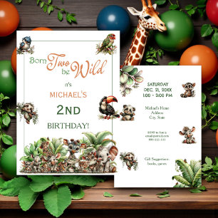 Born Two Be Wild Baby Safari Birthday Party Invitation