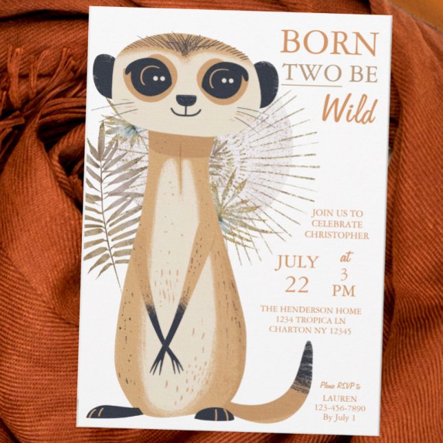 Born Two Be Wild Safari Meerkat Second Birthday Invitation (Creator Uploaded)