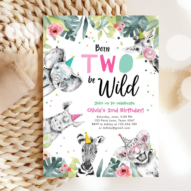 Born Two Be Wild Safari Party Animals Birthday Invitation (Creator Uploaded)