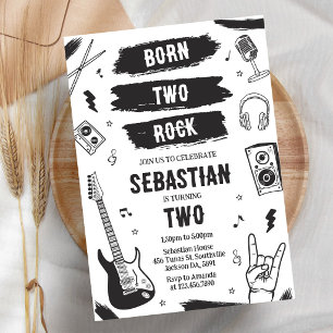 Born Two Rock Punk Rock Music Birthday Invitation