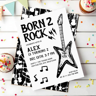 Born Two Rock & Roll Guitar 2nd Birthday Invitation