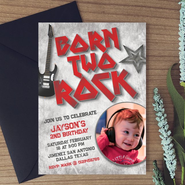 Born Two Rock with Picture Invitation (Creator Uploaded)