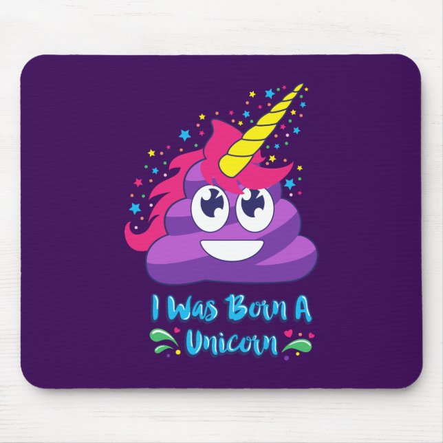 Born Unicorn Emoji Poop Mouse Mat (Front)