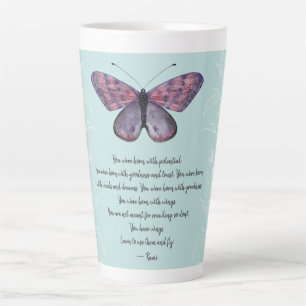 Born With Wings Rumi Quote Butterfly   Latte Mug