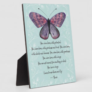 Born With Wings Rumi Quote Butterfly Tabletop Plaque