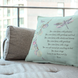 Born With Wings Rumi Quote  Cushion