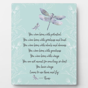 Born With Wings Rumi Quote Tabletop Plaque