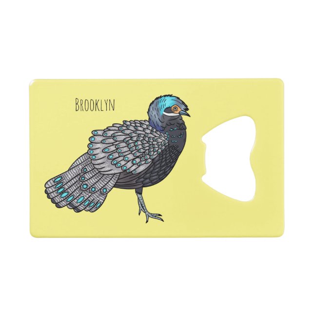 Bornean peacock-pheasant bird cartoon illustration (Front (Horizontal))