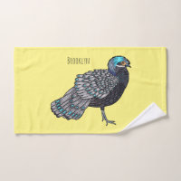 Bornean peacock-pheasant bird cartoon illustration