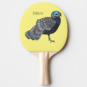 Bornean peacock-pheasant bird cartoon illustration ping pong paddle
